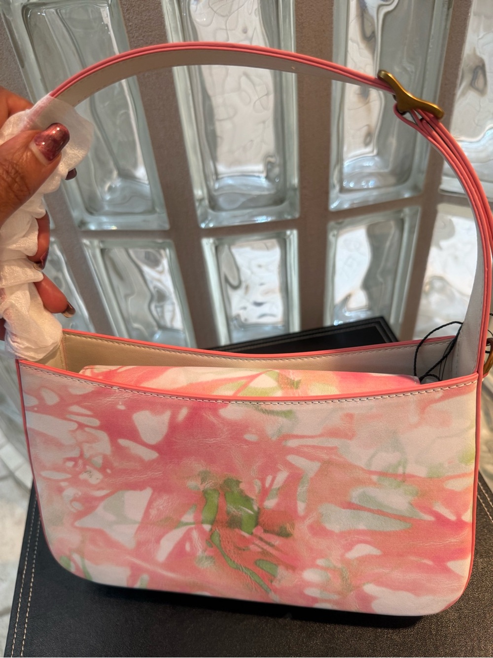 Kurt Geiger London "The Bond" All-Leather Tie-Dye Shoulder Bag. NWT. Full Set. - Picture 6 of 17